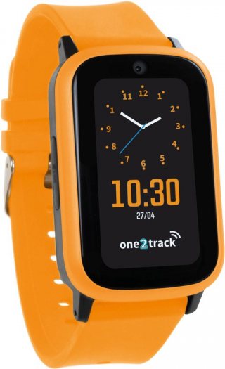 One2track Connect UP oranje | GPS horloge voor kinderen | Bekijk de locatie van je kind. Stel veilige zones in. En videobellen met de leukste smartwatch voor kinderen