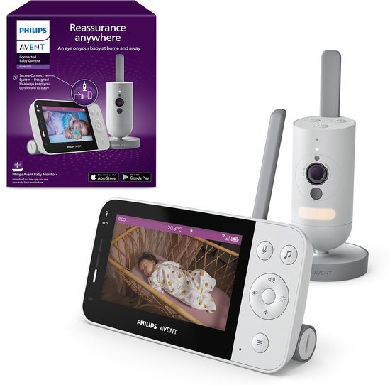 Philips Avent Babyfoon met camera en app - Lichtgrijs - Babymonitor - SCD921/26