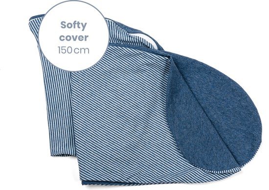 doomoo Softy Cover - Classic Blue - Hoes voor klein voedingskussen Softy - biologisch Katoen -  150 cm