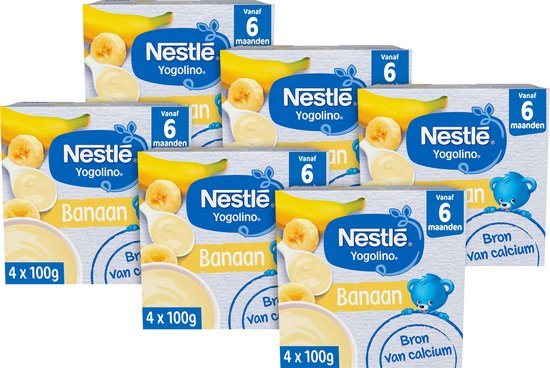 Nestlé Yogolino Banaan - Babytoetje - Babyvoeding Tussendoortjes - 6+ maanden - 6 stuks 4x100g (24 porties)