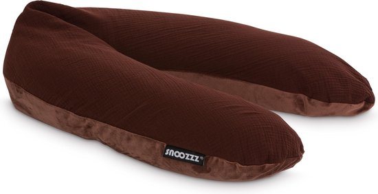 Snoozzz Voedingskussen Zijslaapkussen Lichaamskussen Premium kwaliteit - 185 cm - microparel vulling - luxe draagtas - zachte velours met katoen - Chocolade Bruin