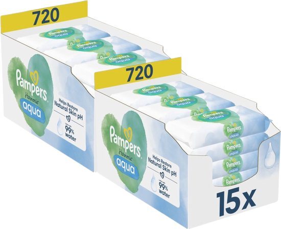 Pampers Harmonie Aqua Billendoekjes 0% Plastic - 30 Verpakkingen = 1440 Babydoekjes