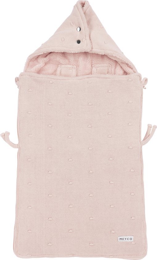 Meyco Baby Mini Knots teddy voetenzak - soft pink - 40x82cm