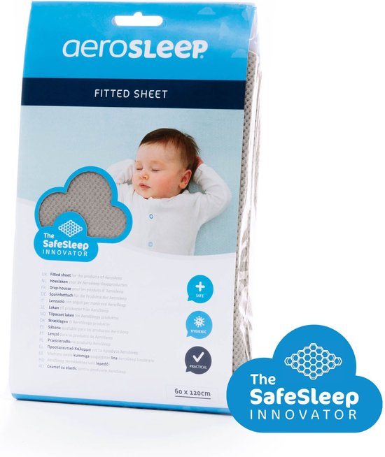 AeroSleep® hoeslaken - voor babybed, ledikant & wieg - 90 x 40 cm - Dark grey
