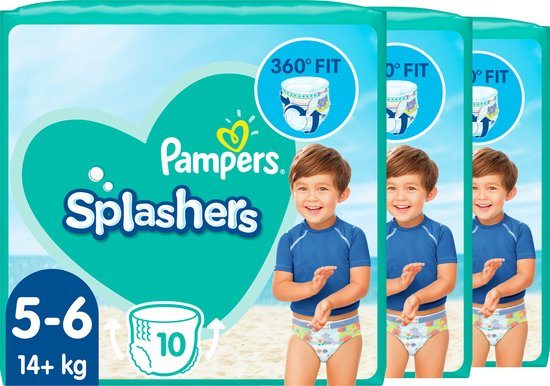 Pampers Splashers - Maat 5-6 - Voordeelverpakking 3 x 10 Wegwerpbare Zwemluiers
