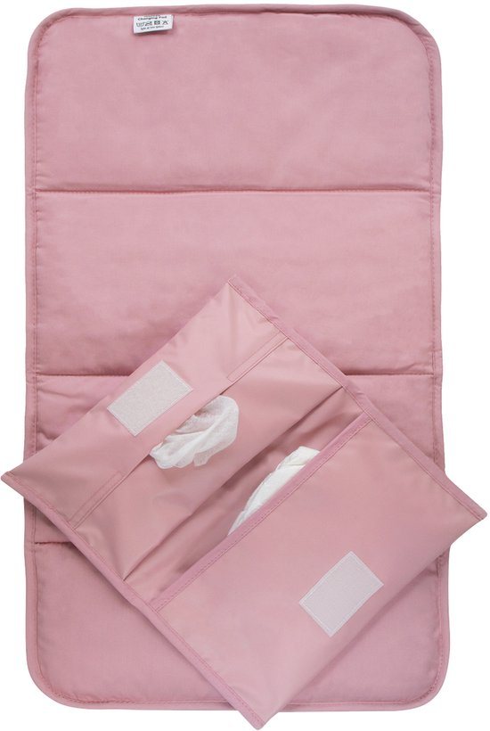 KipKep Napper Combi Verschonings-set - Mauve - verschoonmatje en luier-etuitje - rPET - wasbaar - waterafstotende zijde