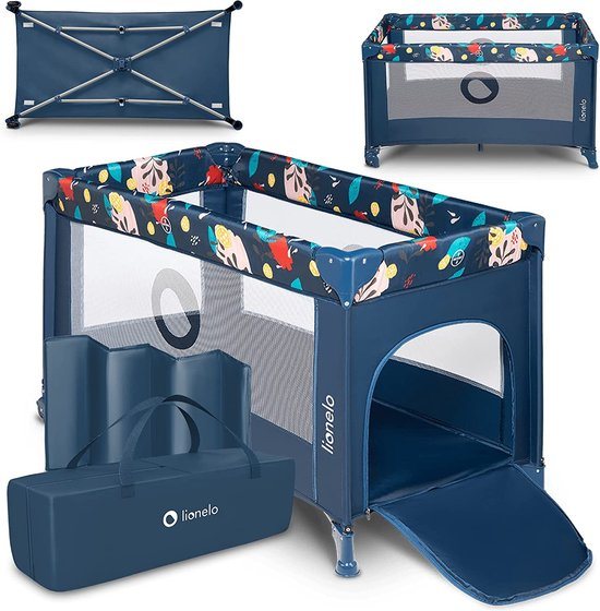 Campingbedje 3 in 1 - Baby Bed / Inklapbare Box / Reisbedje - 60x120 cm - 0-36 maanden / tot 15 kg - MET comfort MATRAS - Zij-ingang met rits - Wielen - Transporttas - Lionelo Stefi Babybed Babybox Ledikant