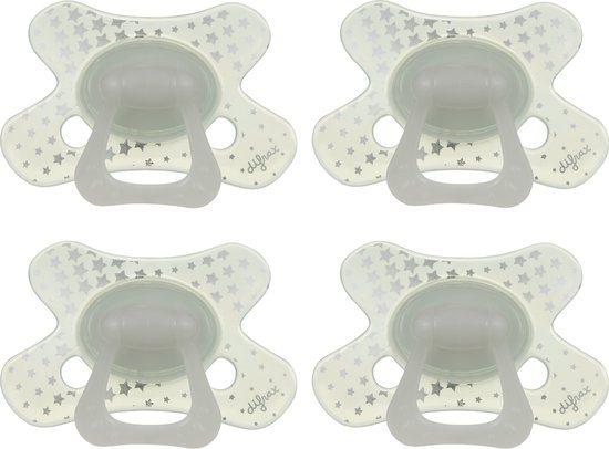 Difrax Natural Fopspeen - 12 tot 18 Maanden - Sterretjes & Transparant - 4 Stuks