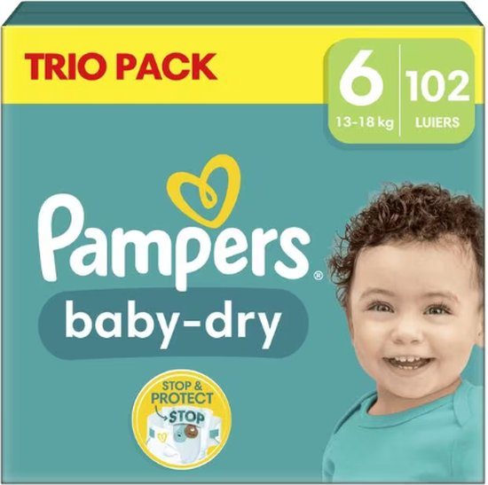 Pampers Baby-Dry Luiers Trio Pack Maat 6 - 102 Stuks - 13-18 KG