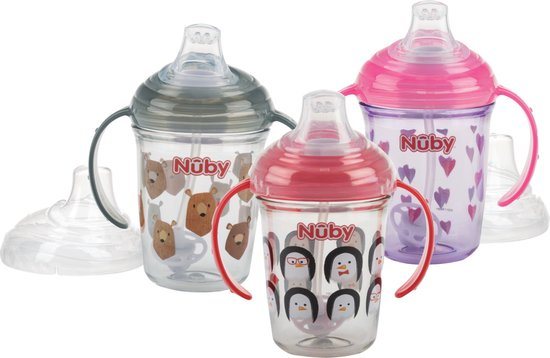 Nuby Antilekbeker Met Handvatten Tritan 240ml Roze 6m+