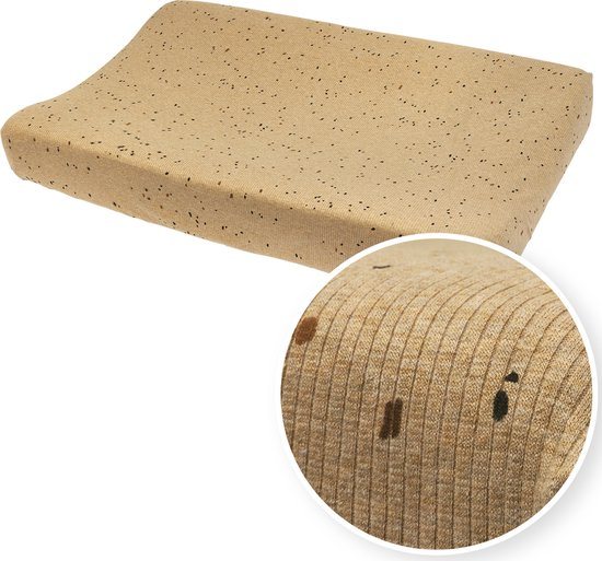Meyco Baby Rib Mini Spot aankleedkussenhoes - toffee melange - 50x70cm