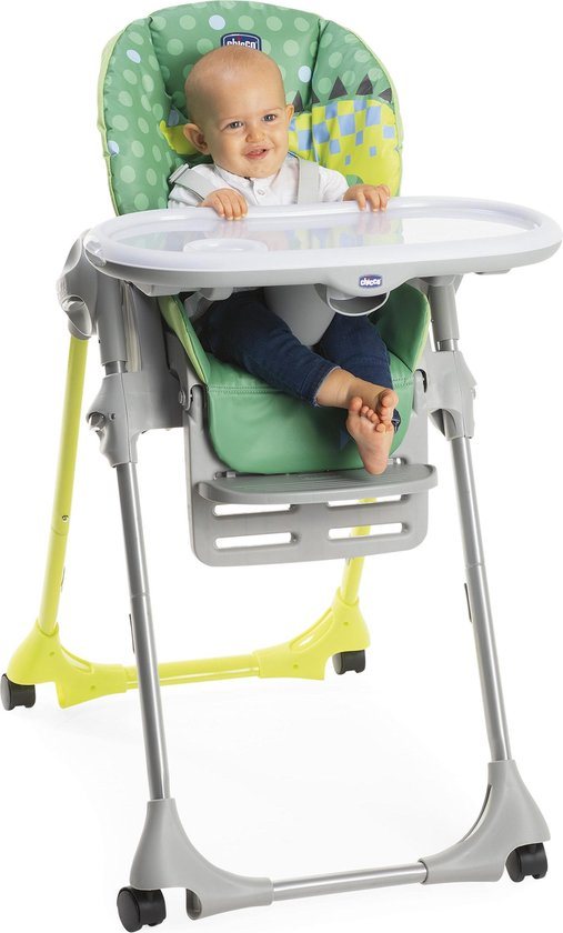 Chicco Polly Easy Kinderstoel - Inklapbare baby eetstoel - Met stoelverkleiner - Hoogte verstelbaar - Crocodille