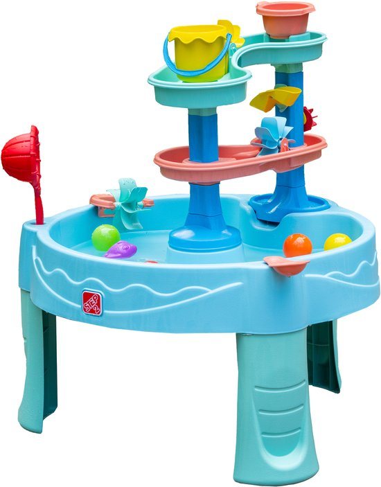 Step2 Double Spin & Showers Watertafel – Inclusief speelballen, zeediertjes en wateraccessoires – Waterspeelgoed voor kind – Activiteitentafel met water voor de tuin / buiten