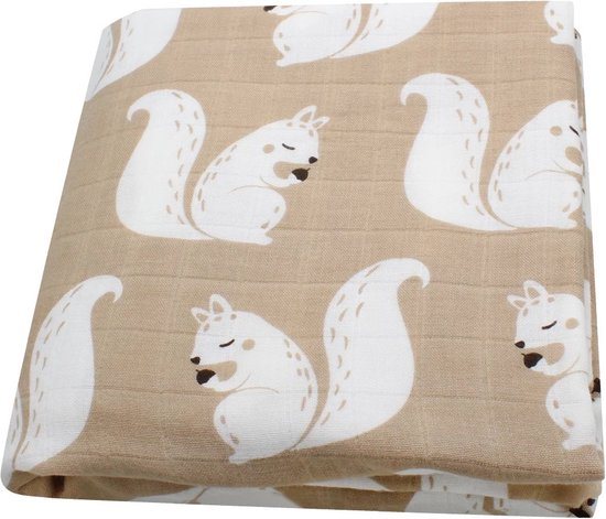 Rammelaar&Co Hydrofiele Doek XL Eekhoorn - Multidoek 120x120cm