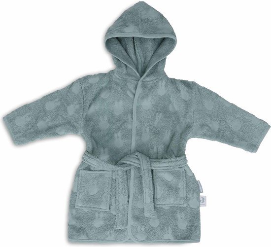 Jollein x Nijntje - Baby Badjas Badstof 3-4 Jaar - Badjas Kinderen met Capuchon - Miffy Jacquard Sea Green