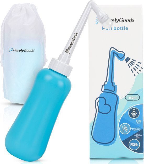PurelyGoods® Peri Bottle - Draagbare Bidet - Vaginale Douche - Zwanger - Postpartum - 450 ml - Blauw