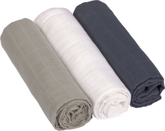 Lässig Hydrofiele luier swaddle doek 3 stuks 85 x 85 cm - olive-milky-navy