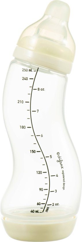 Difrax Natural S-babyfles - 250 ml - Anti Koliek - Creme - 1 Stuk