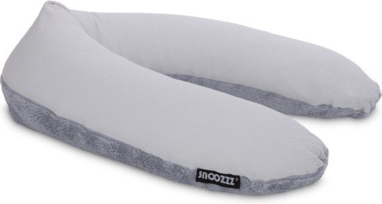 Snoozzz Voedingskussenhoes - Hoes voor voedingskussen zwangerschapskussen - 185 cm - Zachte teddy met katoen - Teddy Grijs
