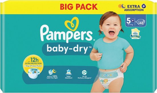 Pampers - Baby Dry - Maat 5+ - Mega Pack - 96 stuks - 12/17 KG
