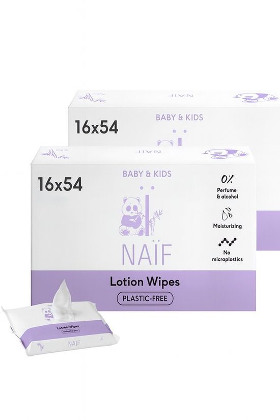 Naïf - Plasticvrije Billendoekjes Lotion - 1728 doekjes (32 stuks x 54 doekjes)
