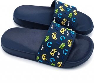Jongens rubberen slippers marine Play - instap sloffen - ideaal voor thuis of als strand/bad slipper - goede grip - maat 32