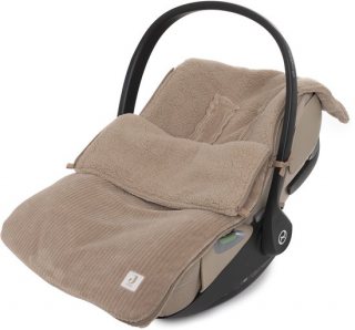 Jollein - Voetenzak voor Autostoel & Kinderwagen (Milky Coffee) - Cloudy Rib - Katoen - Footmuff Maxi Cosi, Kinderwagen of Autostoel - 42x82cm