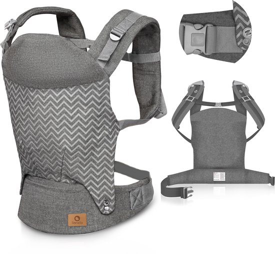 Lionelo Margareet Draagzak – 3 Posities – Vanaf 4 mnd tot 20 kg – Heupgezond (IHDI) – Oprolbare Capuchon – Ademend Katoen – Verstelbaar – Brede Heupgordel – Dubbele Gesp – TÜV Gecertificeerd – Wasbare Riemhoezen