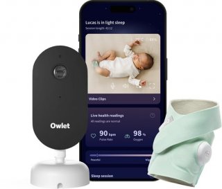 Owlet Dream Duo: Dream Sight™ Camera & Dream sock™ – Medische Baby Monitor met 2K HD Camera en Gezondheidsmeting – Hartslag, Zuurstof & Temperatuur – Munt