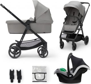 Kinderkraft NEWLY 3-in-1 Kinderwagen – Tot 22 kg – Incl. MINK PRO i-Size Autostoel – Lichtgewicht & Opvouwbaar – Grijs