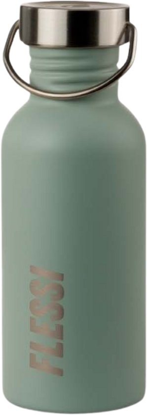 Flessi® RVS Drinkfles Kinderen 500ml – Enkelwandig & Lichtgewicht – 0% Plastic – BPA-vrij – Lekvrij – Schoolbeker & Drinkbus voor Kinderen en Volwassenen – RVS dop – Mintgroen