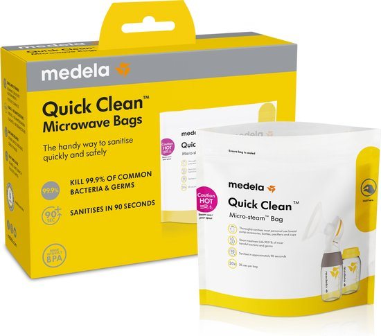 Medela Quickclean Magnetron Sterilisatiezak - snelle en veilige desinfectie in 3 minuten - 20 gebruikssessies per magnetronzak