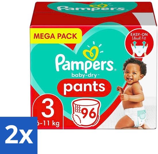 Pampers - Baby-Dry Pants - Luierbroekjes - Maat 3 (6-10 kg) - 96 Luiers - Voordeelverpakking - 2 stuks