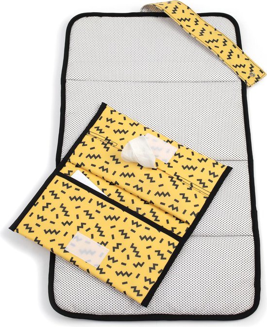 Napper Combi Verschonings-set - Memphis Yellow - verschoonmatje en luier etuitje - wasbaar en waterdicht