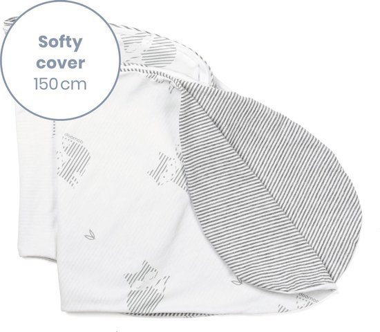 doomoo Softy Cover - Fox Grey - Hoes voor klein voedingskussen Softy - biologisch Katoen -  150 cm