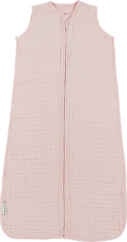 Meyco Baby Uni baby zomerslaapzak - pre-washed hydrofiel - soft pink - 90cm - 0.5 TOG