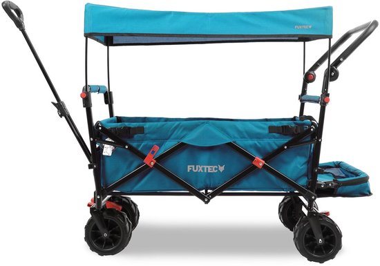 Blauwe opvouwbare strandkar - FUXTEC Beach Cruiser - draagvermogen 75kg