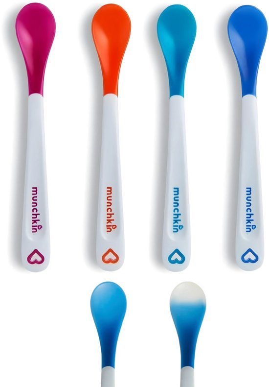 Munchkin Kinderbestek Set van 4 Lepeltjes - Warmtegevoelige Lepels - Veranderd van Kleur - White Hot Technologie
