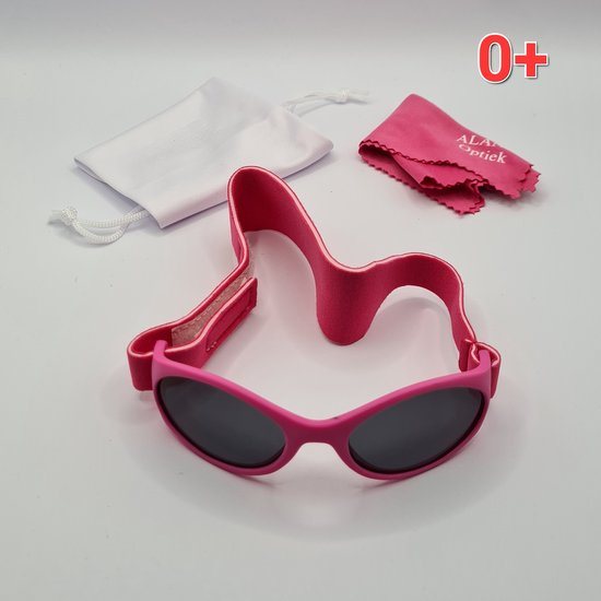 Babyzonnebril maat 2-18 maanden / antislip baby bril K 111 kat 3 UV 400 / fel roze montuur + getinte grijze lenzen / kraamcadeau meisje / baby glasses / lunettes de soleil bébé / Aland optiek / zonnebril kind pasgeboren jongen of meisje