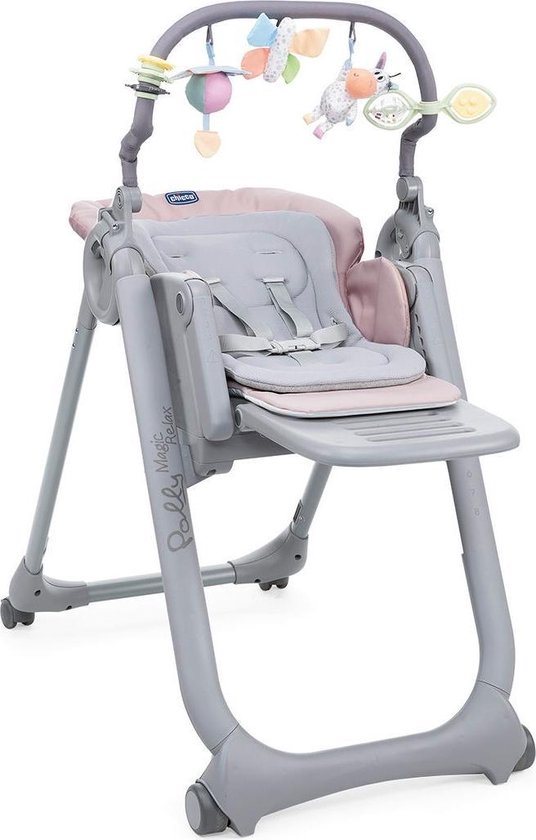 Chicco Polly Magic Relax Kinderstoel - Meegroeistoel - Baby eetstoel - Inclusief speelboog - Paradise Pink