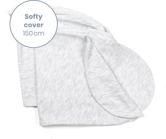 Doomoo Softy Cover - Hoes voor Klein Voedingskussen Softy - Biologisch Katoen - 150 cm - Chine White
