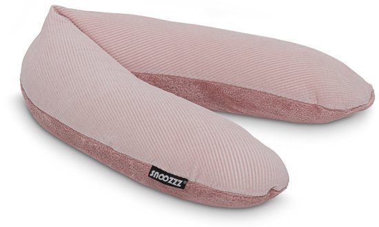 Snoozzz Voedingskussenhoes - Hoes voor voedingskussen zwangerschapskussen - 185 cm - Zachte Teddy - Rib Rosé