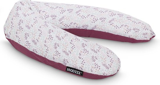 Snoozzz Voedingskussen Premium Kwaliteit - 185 cm – Microparel Vulling – Luxe Draagtas – Wasbare Hoes - Natur Rose