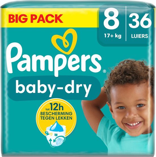 Pampers - Baby Dry - Maat 8 - Big Pack - 36 luiers - 17+ KG