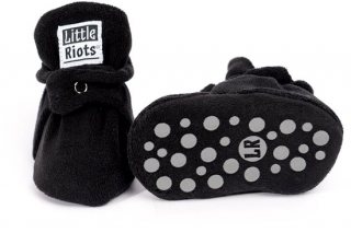 Little Riots - Babyslofjes - Fleece Stepper - Antislip - Zwart - 6-12 Maanden (11,5cm) - Schoenmaat 18-19