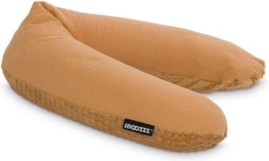 Snoozzz Voedingskussenhoes - Hoes voor voedingskussen zwangerschapskussen - 185 cm - zachte velvet met katoen - Camel Bubble