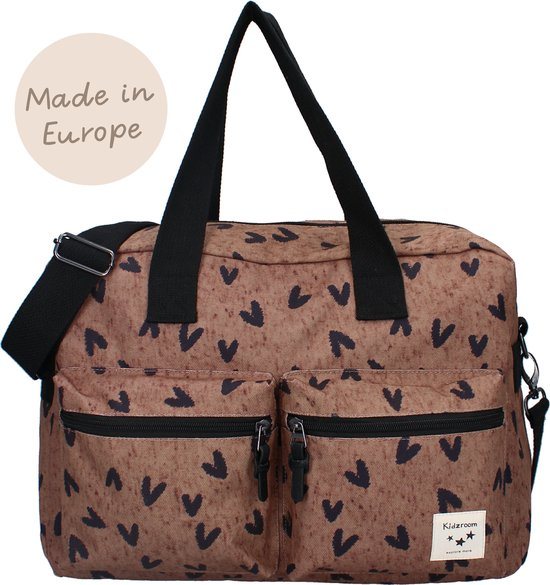 Kidzroom Care Vienna Kind At Heart Luiertas - Bruin - Ophanglussen kinderwagen - Verschoonmatje - Verstelbare schouderband