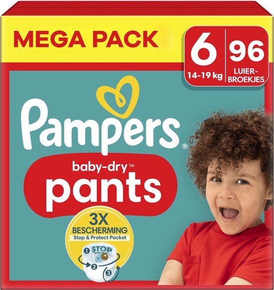 Pampers Baby-Dry Pants luierbroekjes - Maat 6 (14-19KG) - 96 luiers - Voordeelverpakking 3x32 stuks