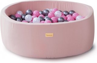 Ballenbak Baby Roze - Speelgoed 1 jaar, 2 jaar, 3 jaar - Ballenbad 100% KATOEN - Ballenbakken - Kidsdouche - BPA vrije ballen 200 stuks Ø 7 cm - Roze, Zilver, Parelmoer