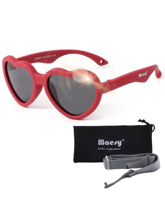 Maesy Baby Zonnebril Maes - 0 t/m 2 Jaar - Elastiek - Flexibel - UV400 Bescherming Hart - Rood